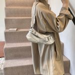 Women Fashion Casual Retro Solid Color Belt Baguette Shoulder Bag - Image 3