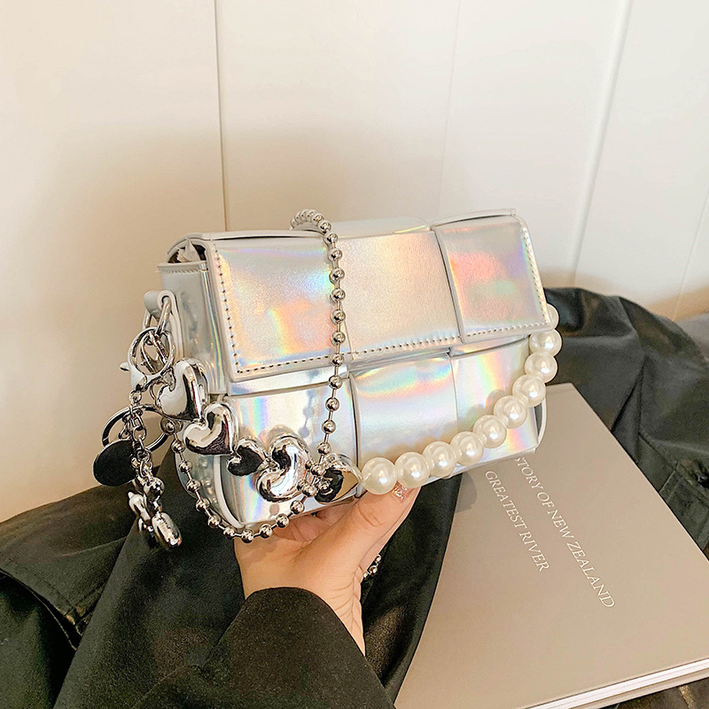 main_1-459 Women Fashion Solid Color Love Chain Small Square Shoulder Bag - Image 1