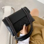 Wholesale Women Fashion Simple Rhombus Grid Chain Small Square Shoulder Bag