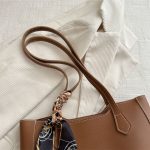 Women Fashion Casual Solid Color Large Capacity Ribbon Tote Bag - Image 2