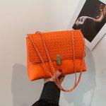 Women Fashion Solid Color Splicing Chain Shoulder Bag - Image 2