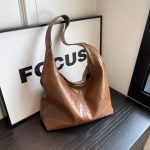 Women Fashion Casual Solid Color Pu Leather Large Capacity Tote Bag
