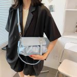 Wholesale Women Fashion Casual Simple Solid Color Pleated Shoulder Bag - Image 2