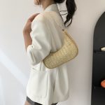 Women Fashion Casual Simple Straw Woven Shoulder Bag - Image 2