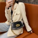 Women Fashion Splicing Stone Pattern Chain Shoulder Bag - Image 2