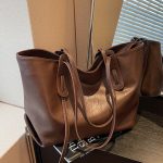 Women Fashion Casual Solid Color Large Capacity Soft Tote Bag - Image 2