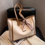 Wholesale Women Fashion Casual Simple Color Contrast Large Capacity Tote Bag