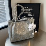 Wholesale Women Fashion Solid Color Butterfly Decoration Large Capacity Tote Bag - Image 2