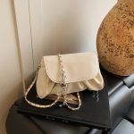 Fashion Girl'S Solid Color Pleated Chain Shoulder Bag - Image 3