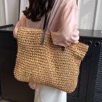 Wholesale Women Fashion Casual Solid Color Straw Woven Large Capacity Tote Bag - Image 2