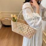 Wholesale Handmade Woven Women Fashion Hollow Beach Tote Bag