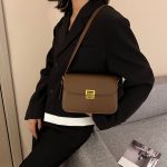 Women Fashion Simple Solid Color Small Square Shoulder Bag - Image 3