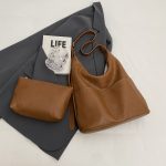 Wholesale Women Fashion Casual Solid Color Large Capacity Shoulder Bag Two-Piece Bag Set