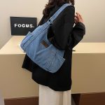 Wholesale Women Fashion Casual Large Capacity Denim Canvas Shoulder Bag - Image 2