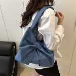 Wholesale Women Fashion Casual Denim Bowknot Shoulder Bag - Image 3