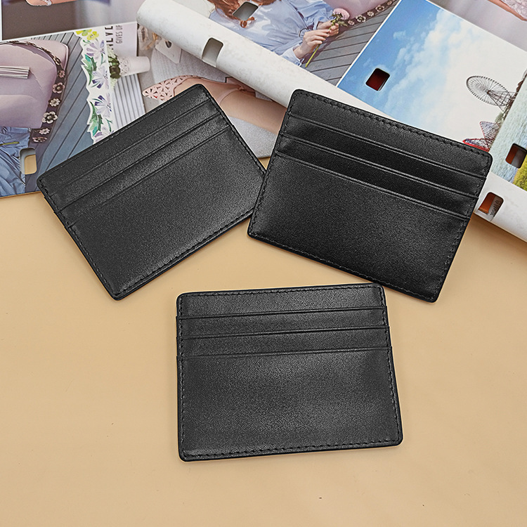 main_1-669 Wholesale Unisex Basic Solid Color Leather Card Holder Wallet - Image 1