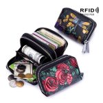 Wholesale Fashion Vintage Rose Pattern Zipper Leather Wallet - Image 2