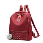 Wholesale Women Fashion Rivet Soft Wax Leather Backpack - Image 2