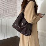 Wholesale Vintage Waxed Leather Design Women Autumn And Winter Shoulder Tote Bag - Image 2