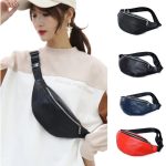 Wholesale Women Simple Leather Zipper Chest Bag