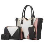 Wholesale Fashionable Large Capacity Contrast Color Stitching Handbag Four-Piece Set - Image 2