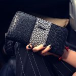 Wholesale Women Fashion Color Blocking Crocodile Grain Long Wallet PU Purse - Image 2