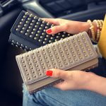 Women'S Fashion Pop Punk Stud Rivet Long Double Cover Coin Purse - Image 2