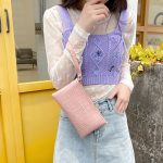 Women Fashion Solid Color Rhombus Chain Purse - Image 2