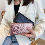 Wholesale Feminine Fashion Sequin Mid Length Dinner Hand Wallet Coin Purse