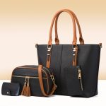 Wholesale Fashion Color Contrast Large Capacity Handbag Sets - Image 2