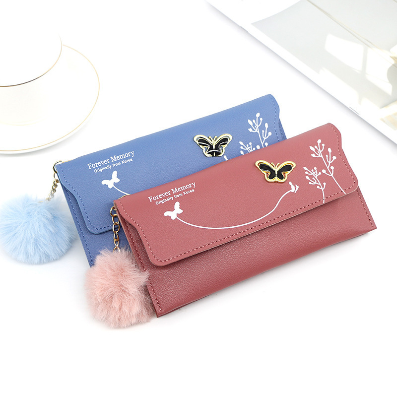 main_1-768 Women Fashion Bowknot Solid Color Long Coin Purse - Image 1