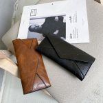 Wholesale Women Fashion Retro Envelope Wallet Pu Stitching Long Coin Purse