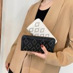 Wholesale Women'S Fashion Rhombus Rivet Zipper Long Coin Purse - Image 2
