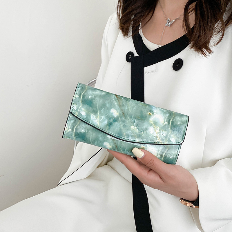 main_1-785 Wholesale Women Fashion Glossy Marble Multi-Slot Trousers Coin Purse - Image 1