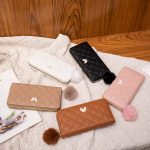 Wholesale Women Fashion Simple And Atmospheric Rhombus Embroidered Bow Hair Ball Decoration Multi-Card Coin Purse