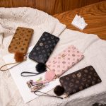 Wholesale Women Fashion Circle Heart Star Four-Leaf Clover Printing Ball Decoration Multi-Card Slot Long Coin Purse