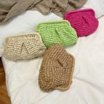 Women Fashion Casual Solid Color Knitted Chain Clutch Crossbody Bag