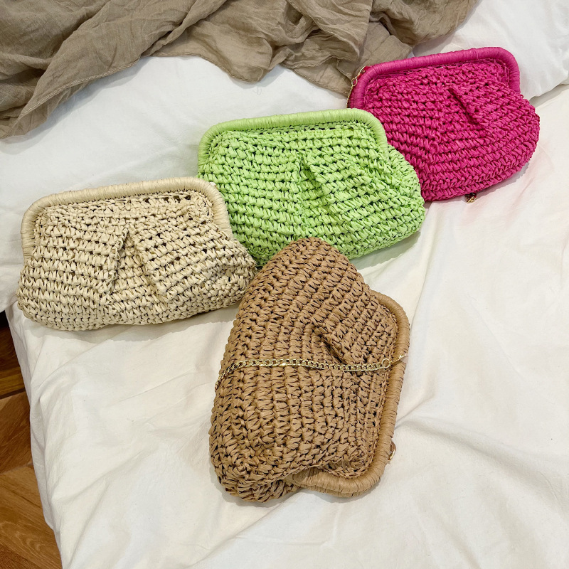 main_1-807 Women Fashion Casual Solid Color Knitted Chain Clutch Crossbody Bag - Image 1