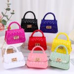 Wholesale Women Fashion Leaf Pattern Mini Flap Lock Chain Crossbody Jelly Bag