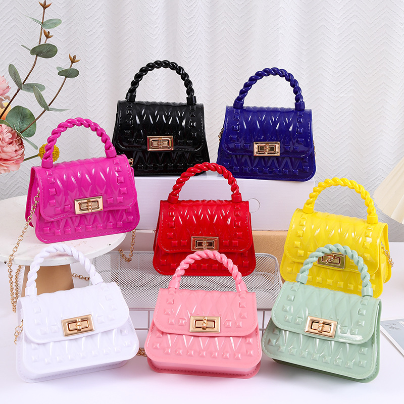 main_1-808 Women Fashion Leaf Pattern Mini Flap Lock Chain Crossbody Jelly Bag - Image 1