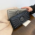 Wholesale Women Fashion Gothic Rivet Skull Long Multi Card Ports Purses