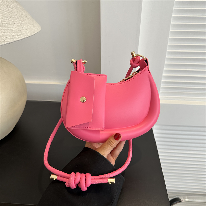 main_1-825 Women Fashion Solid Color Semi-Round Coin Purse Pendant Shoulder Bag - Image 1