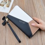 Wholesale Women Fashion Casual Color Block Tassel Zipper Long PU Purses
