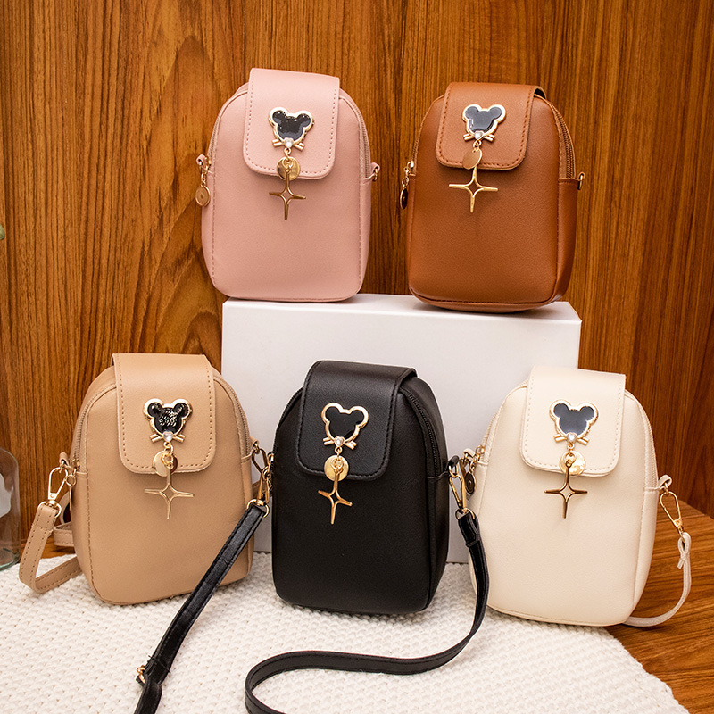main_1-836 Women Fashion Solid Color Zipper Star Pendant Long Purses - Image 1