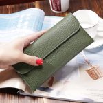 Wholesale Women Long Large Capacity Solid Color Litchi Pattern Wallet Purse