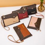 Wholesale Women Simple Print Multi-Function Zipper Purses