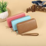 Women Fashion Simple Woven Zipper Long Purses - Image 2
