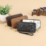 Wholesale Women Simple Fashion Vintage Letter Printing Zipper Long Purses - Image 2