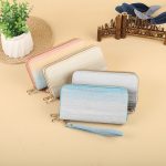 Women Fashion Long Frosted Double Zipper Gradient Multi-Card Position Purses - Image 2