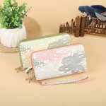 Wholesale Women Fashion Floral Embroidery Double Zipper Long Purses - Image 2